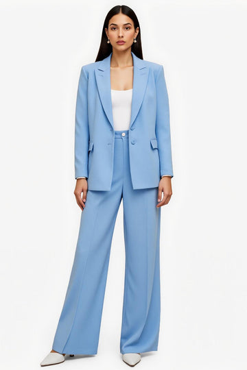 Blue Peak Lapel Single-Breasted 2 pièces Femmes Costumes